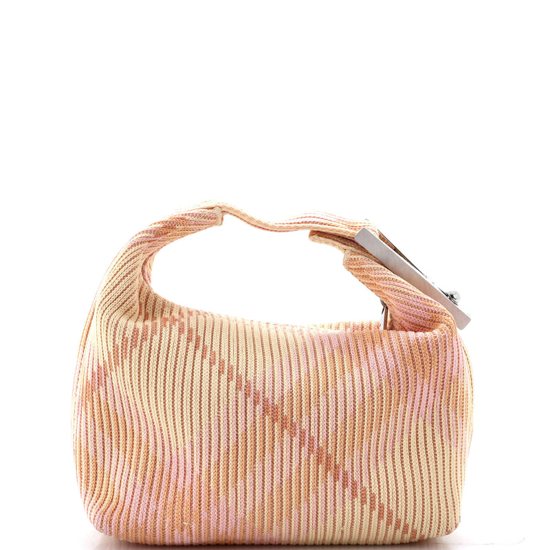 Peg Handle Bag Knit Check Fabric Mini