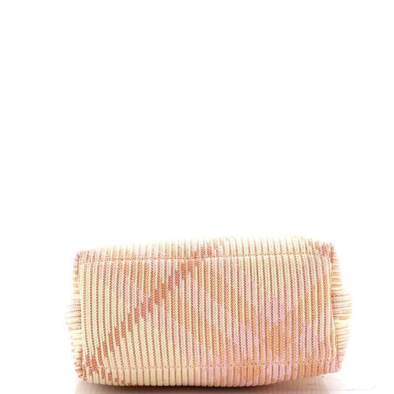 Peg Handle Bag Knit Check Fabric Mini