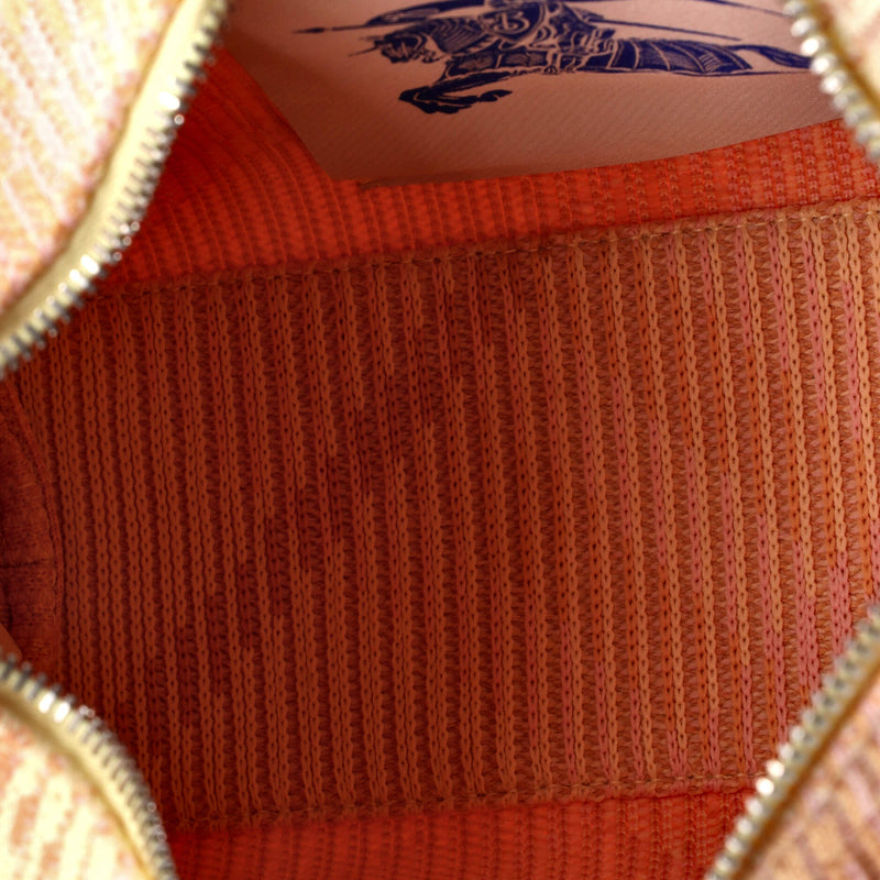 Peg Handle Bag Knit Check Fabric Mini