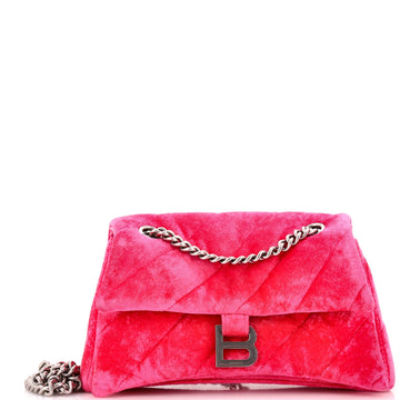 Crush Chain Flap Bag Quilted Velvet