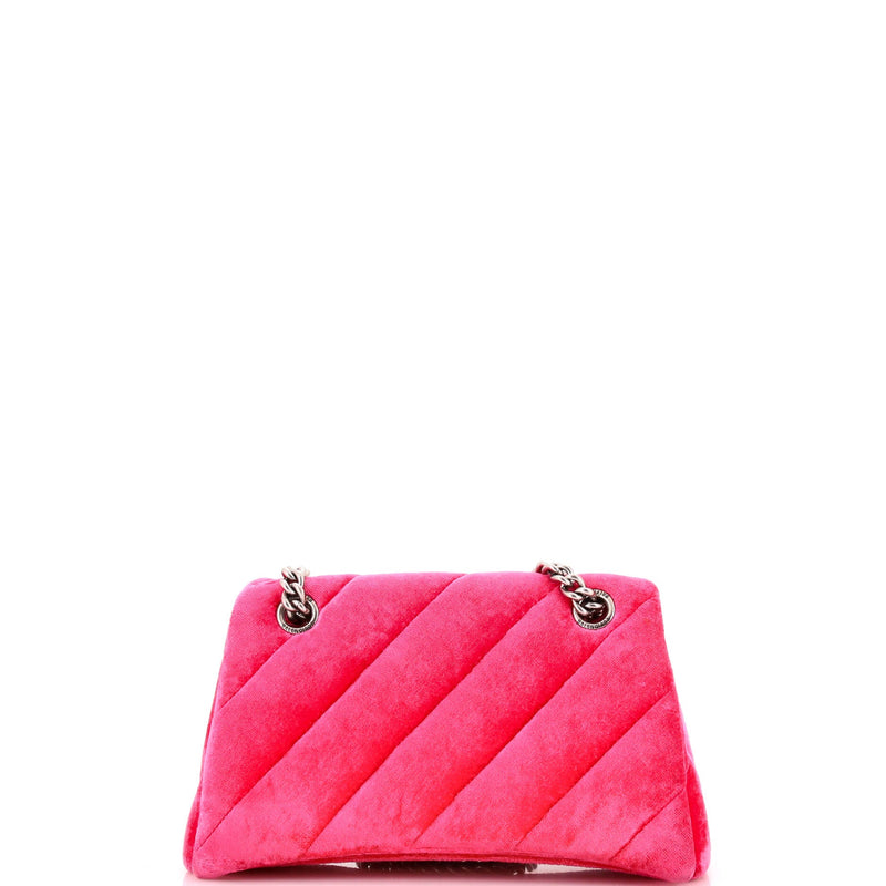 Crush Chain Flap Bag Quilted Velvet
