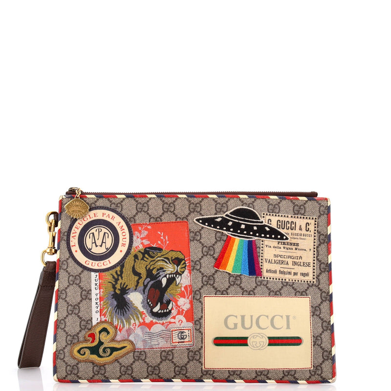 Courrier Pouch Gg Coated Canvas With