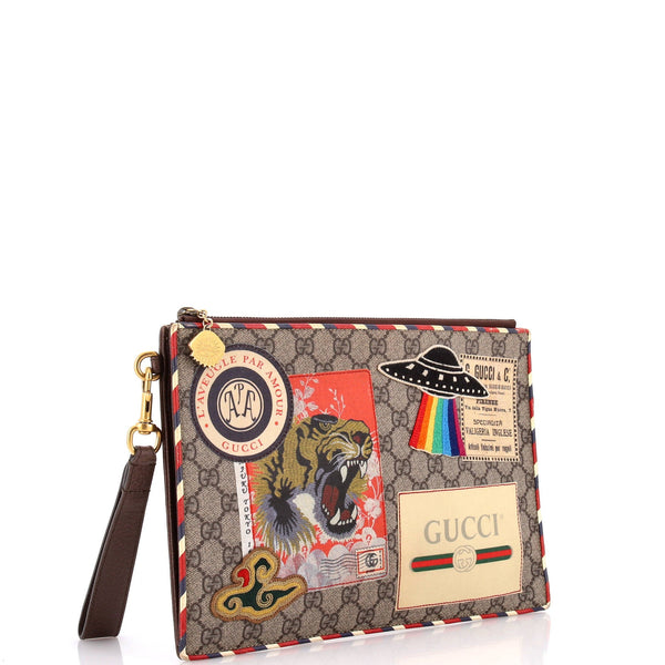 Courrier Pouch Gg Coated Canvas With