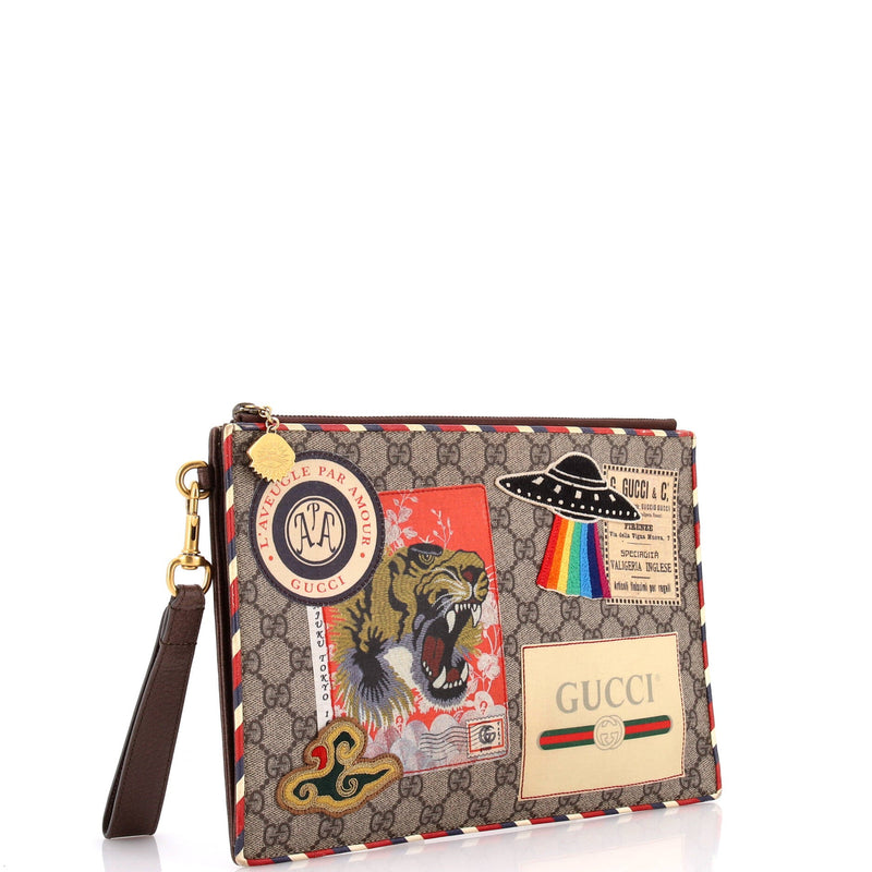 Courrier Pouch Gg Coated Canvas With