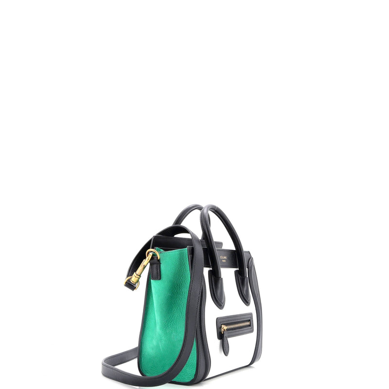 Tricolor Luggage Bag Leather Nano
