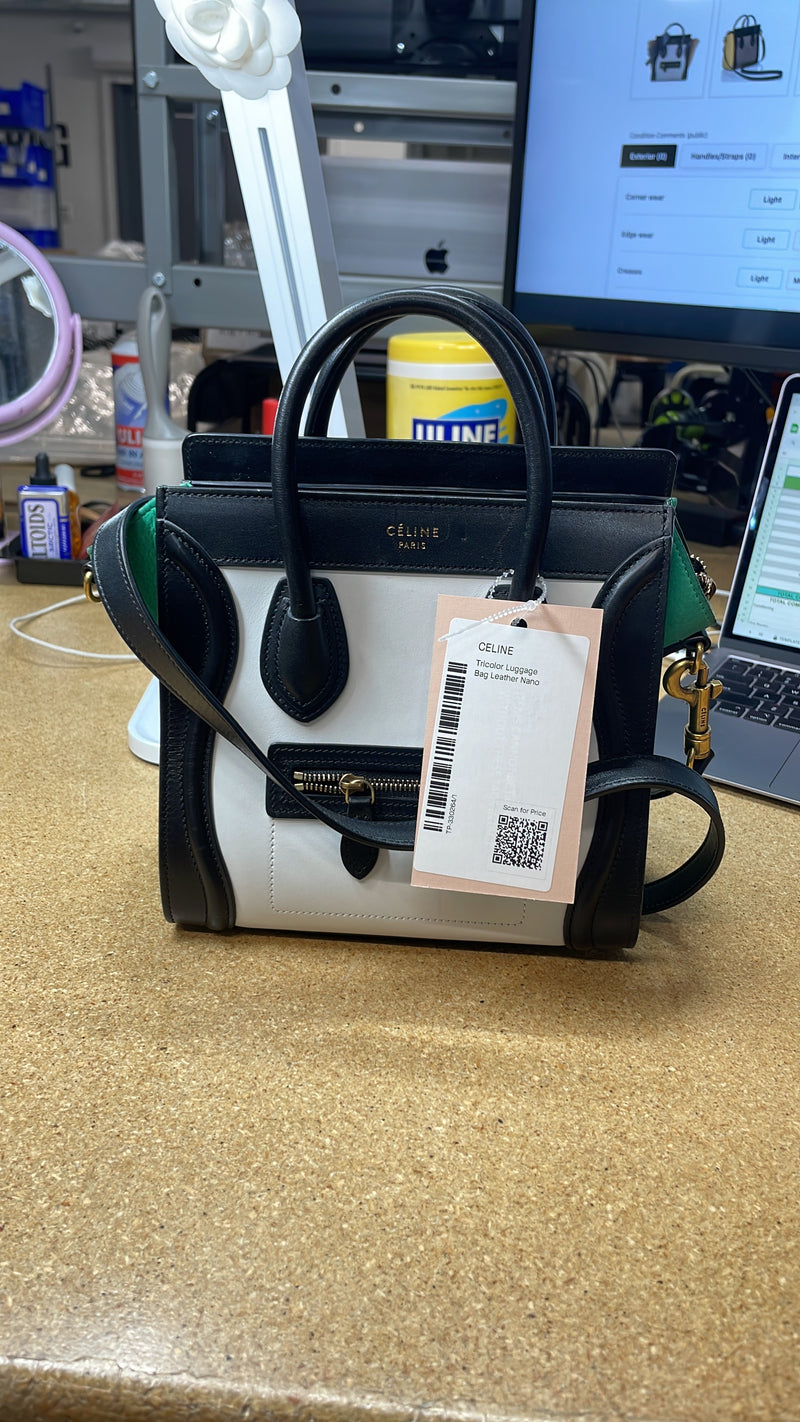 Tricolor Luggage Bag Leather Nano