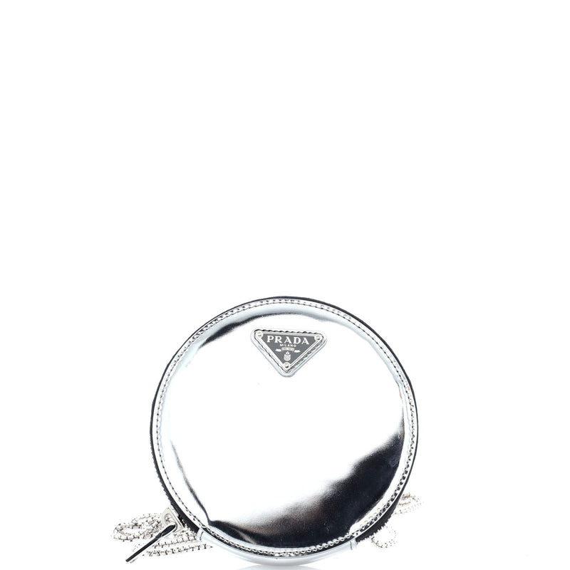 Round Pouch Bag With Chain Brushed