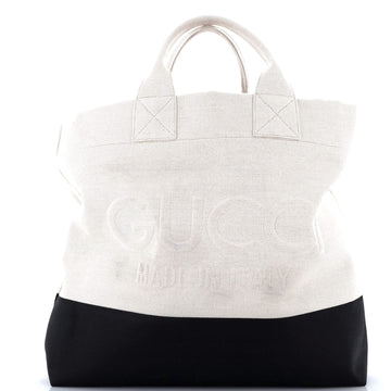 Logo Embossed Open Tote Canvas