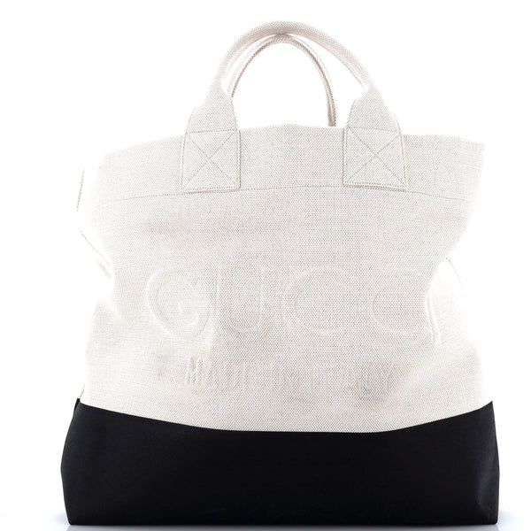 Logo Embossed Open Tote Canvas
