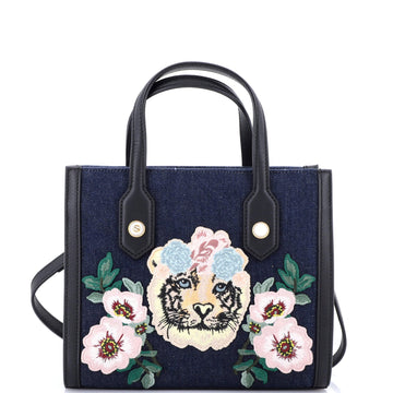 Tiger Pearl Tote Embroidered Denim