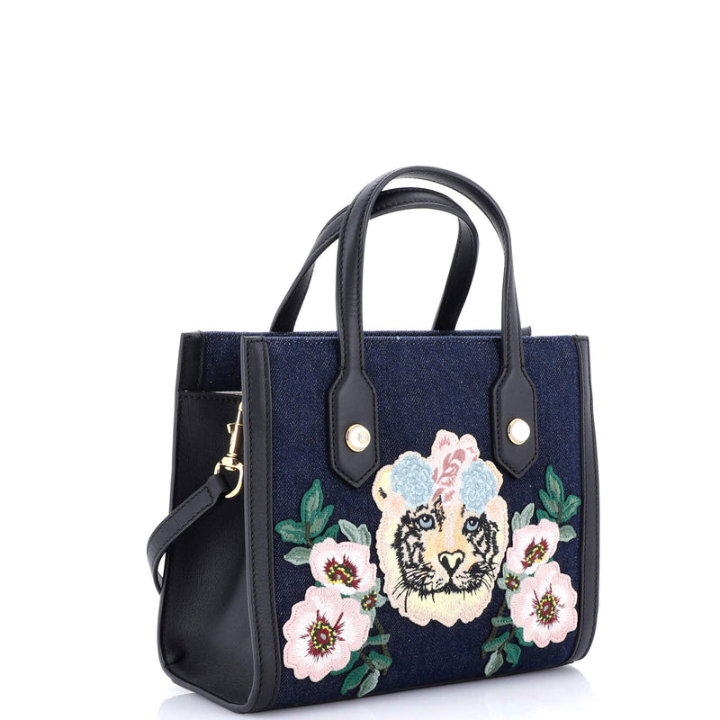 Tiger Pearl Tote Embroidered Denim