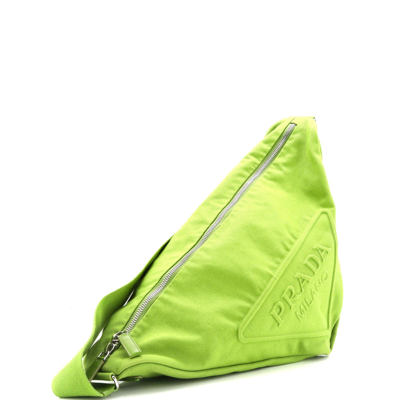 Triangle Logo Zip Crossbody Bag Embossed