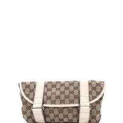 Double Belt Flap Messenger Gg Canvas