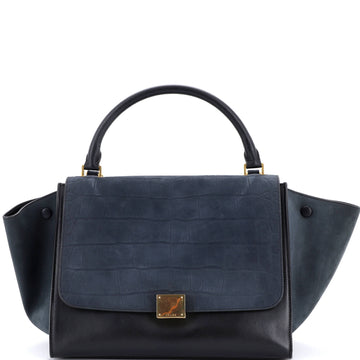 Trapeze Bag Crocodile Embossed Nubuck