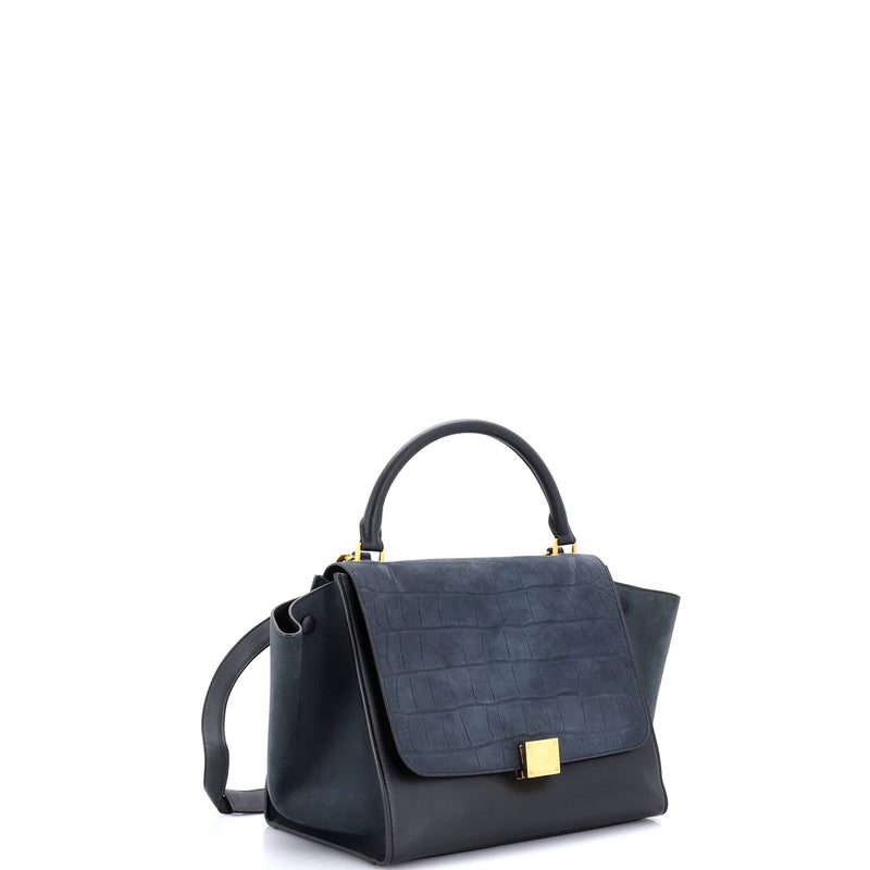 Trapeze Bag Crocodile Embossed Nubuck