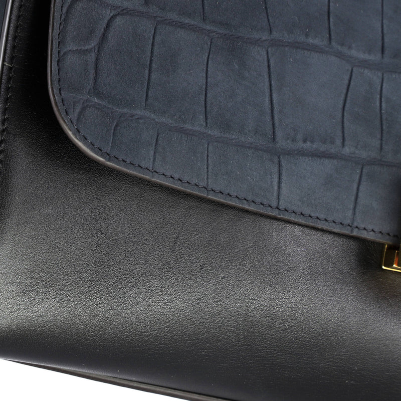 Trapeze Bag Crocodile Embossed Nubuck