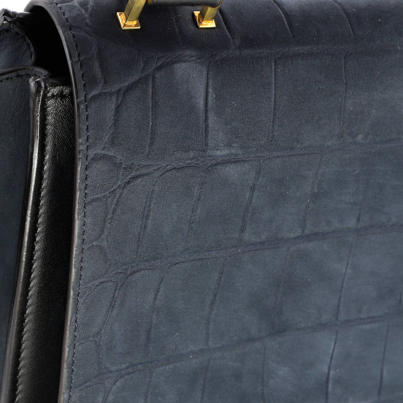 Trapeze Bag Crocodile Embossed Nubuck