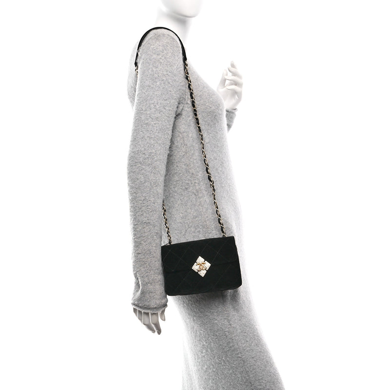 Chanel Velvet Strass Diamond Lock Flap