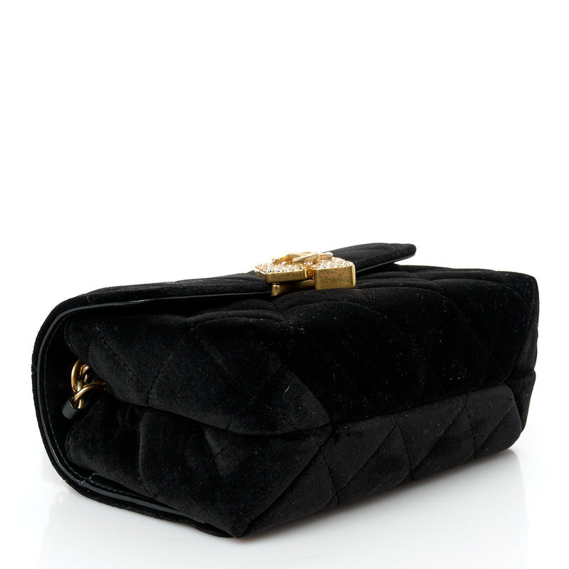 Chanel Velvet Strass Diamond Lock Flap