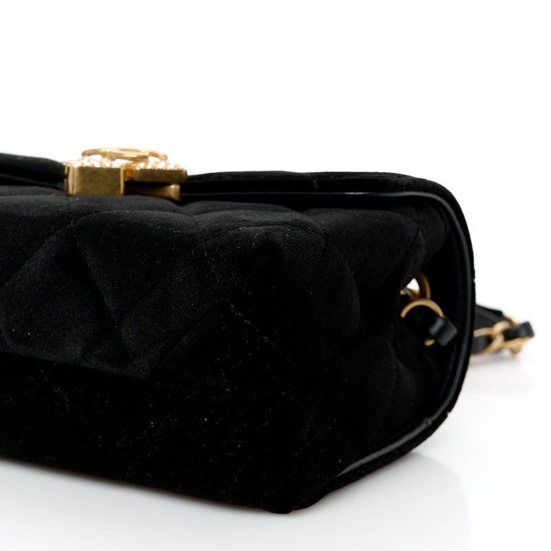 Chanel Velvet Strass Diamond Lock Flap