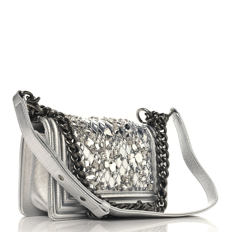 Chanel Metallic Calfskin Crystal
