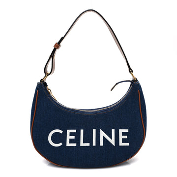 Celine Denim Ava Shoulder Bag Navy Tan