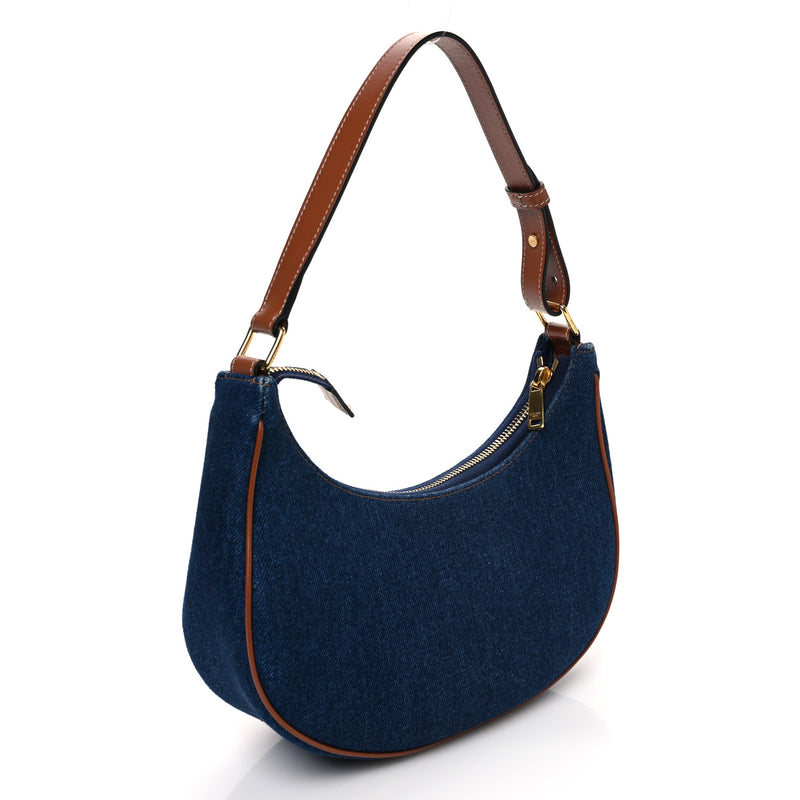 Celine Denim Ava Shoulder Bag Navy Tan