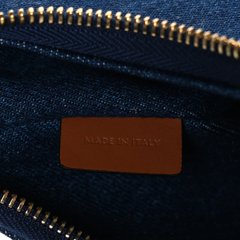 Celine Denim Ava Shoulder Bag Navy Tan