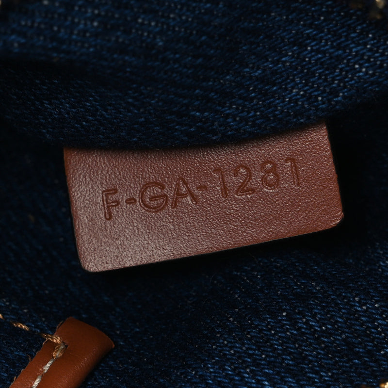 Celine Denim Ava Shoulder Bag Navy Tan