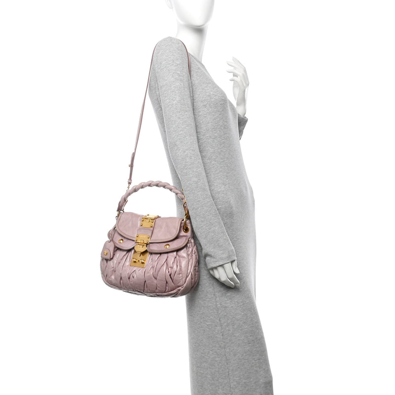 Miu Nappa Matelasse Top Handle Tote