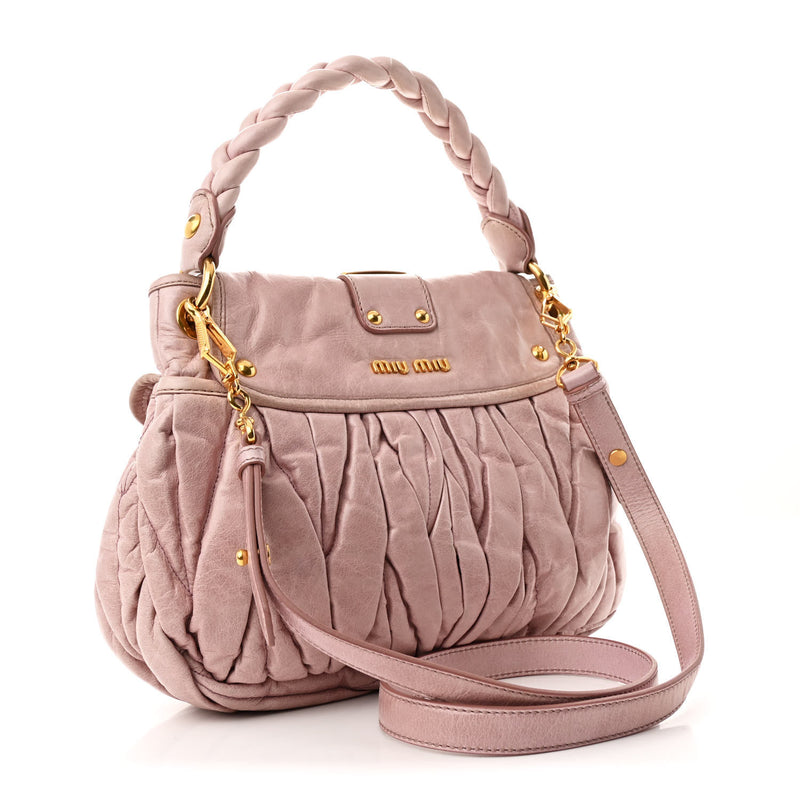 Miu Nappa Matelasse Top Handle Tote