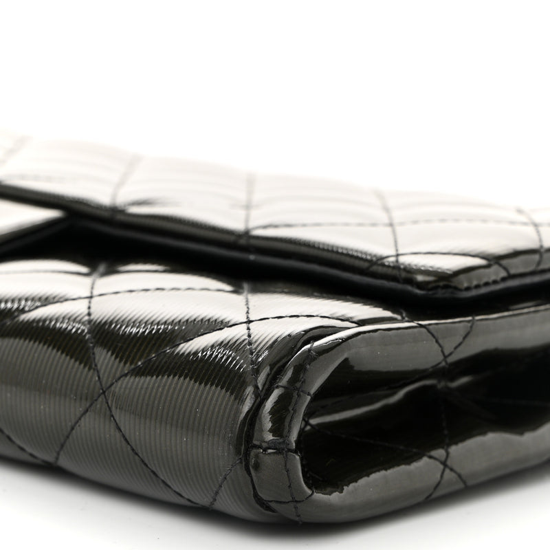 Chanel Striated Patent Quilted Clutch