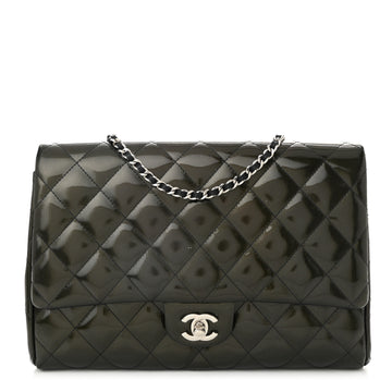 Chanel Striated Patent Quilted Clutch