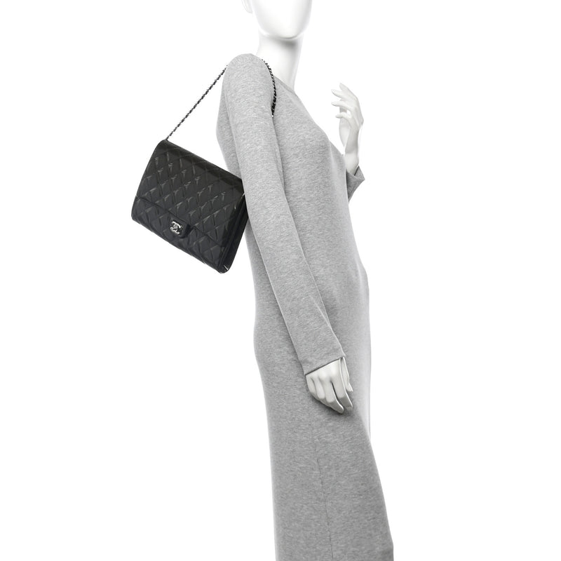 Chanel Striated Patent Quilted Clutch