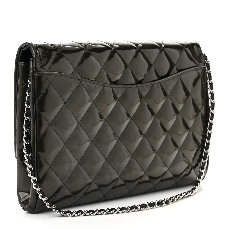 Chanel Striated Patent Quilted Clutch