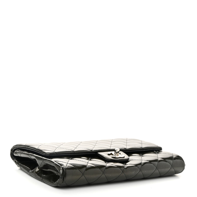 Chanel Striated Patent Quilted Clutch