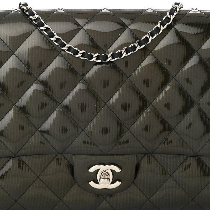 Chanel Striated Patent Quilted Clutch