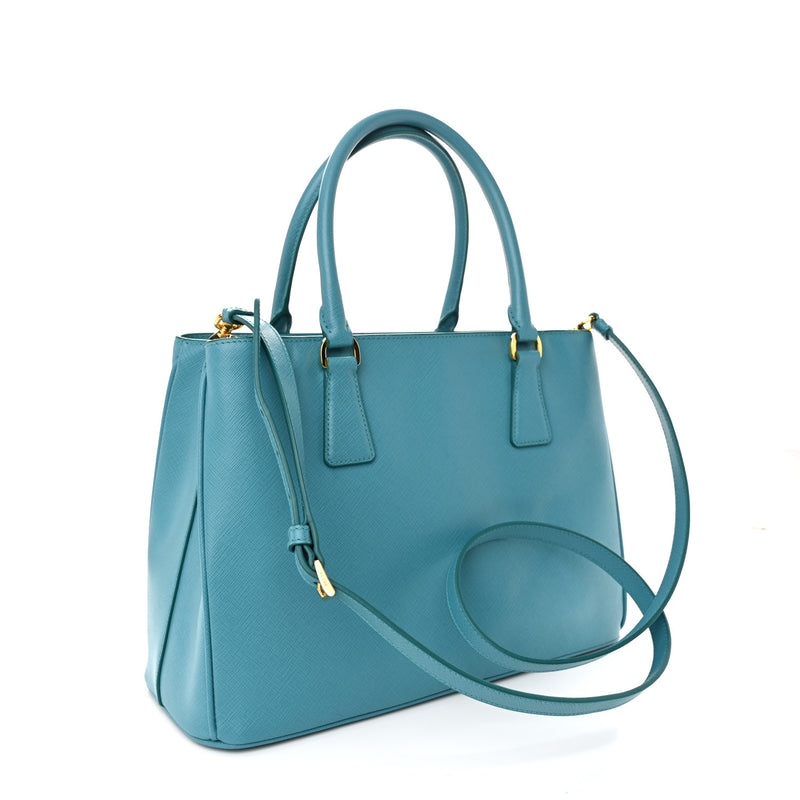 Prada Saffiano Lux Medium Tote Turchese
