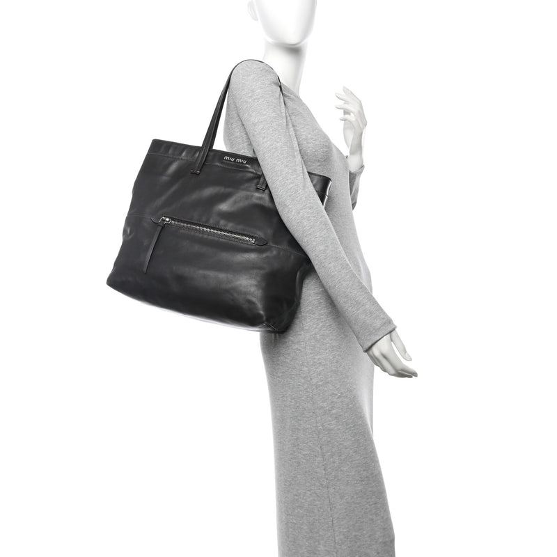 Miu Vitello Soft Calfskin Shopping Tote