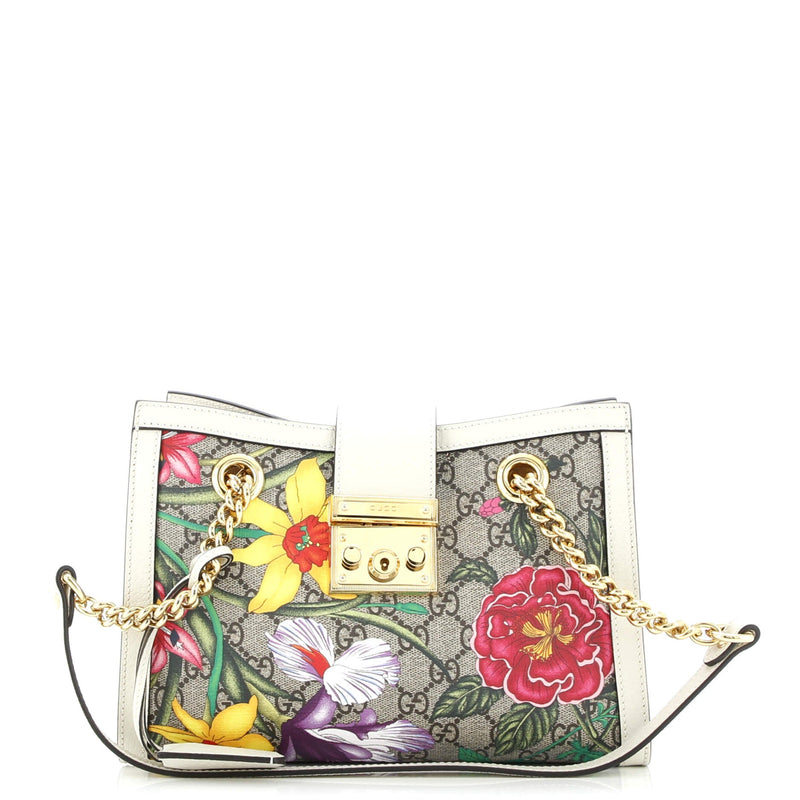 Padlock Chain Tote Flora Gg Coated