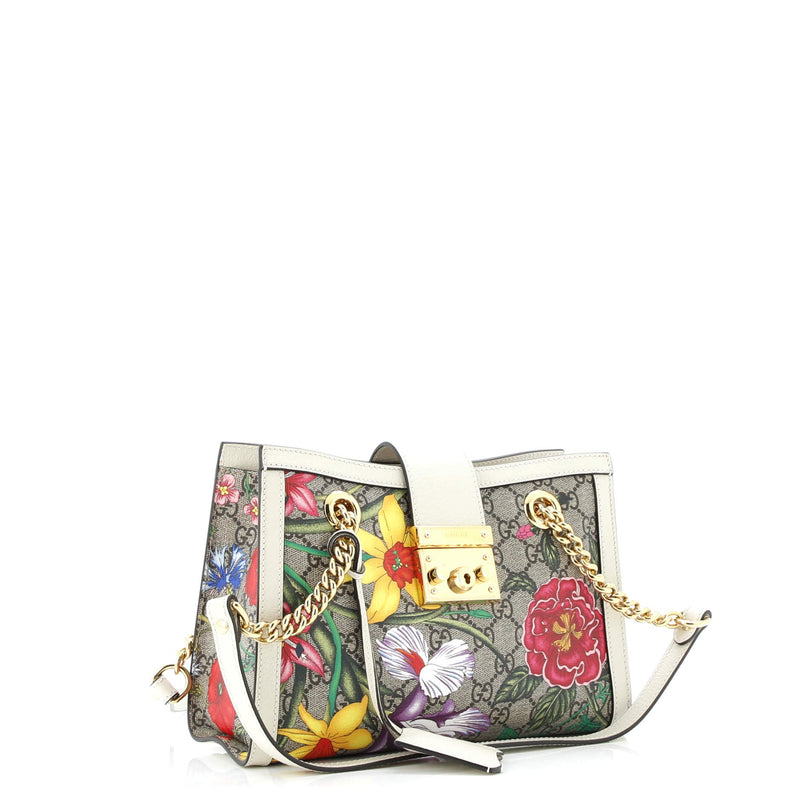 Padlock Chain Tote Flora Gg Coated