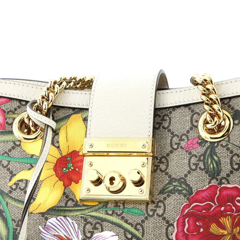 Padlock Chain Tote Flora Gg Coated