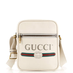 Logo Zip Messenger Bag Printed Leather