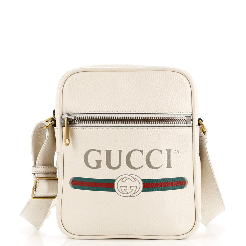 Logo Zip Messenger Bag Printed Leather