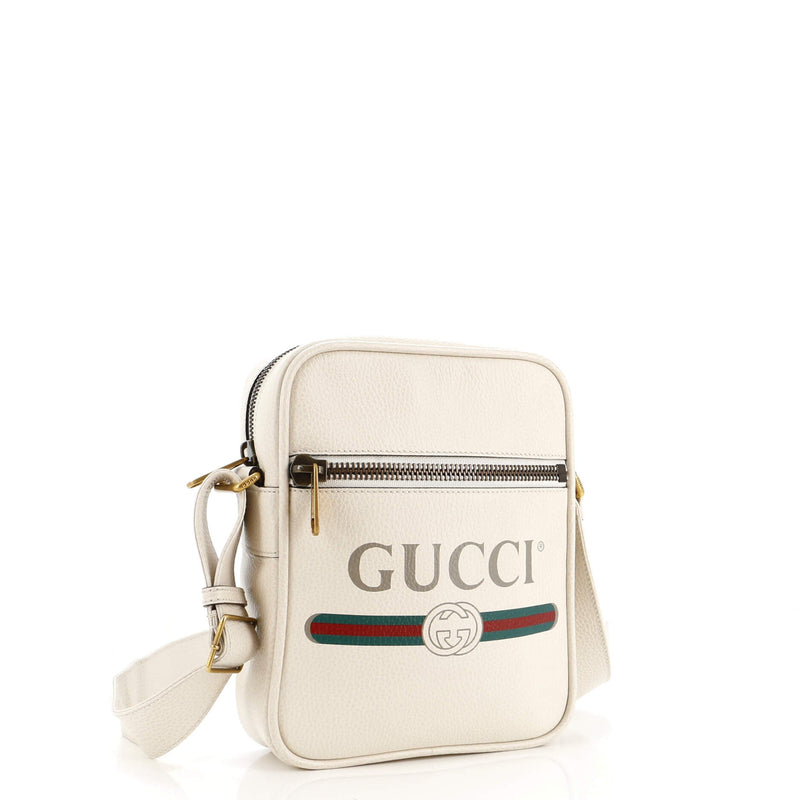 Logo Zip Messenger Bag Printed Leather