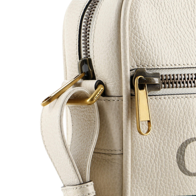 Logo Zip Messenger Bag Printed Leather