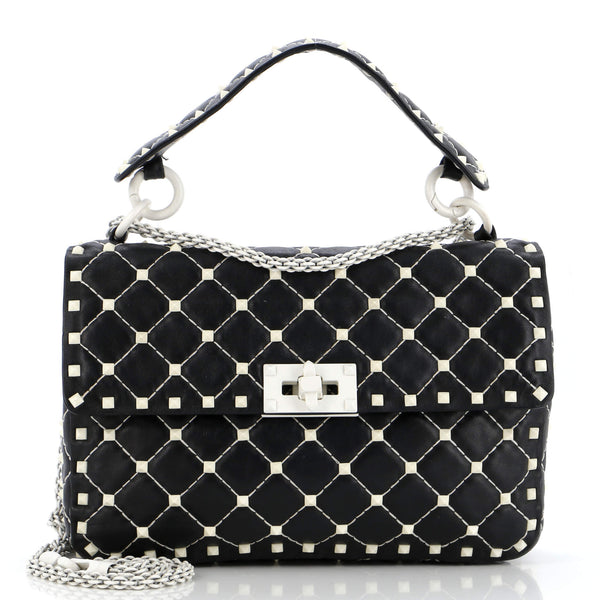 Rockstud Spike Flap Bag Quilted Leather