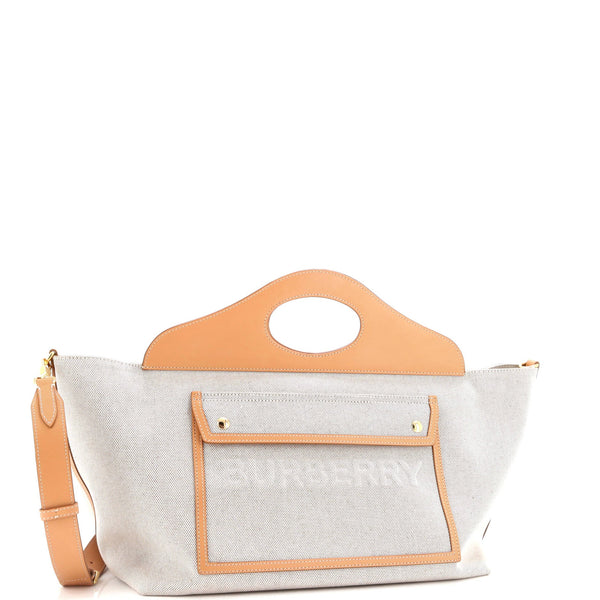 Soft Pocket Tote Canvas With Leather