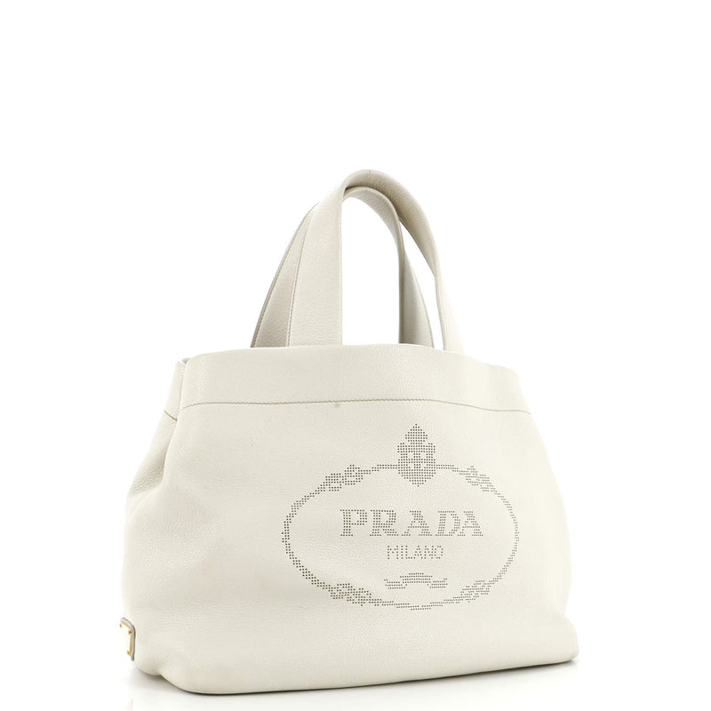 Logo Tote Perforated Leather Medium