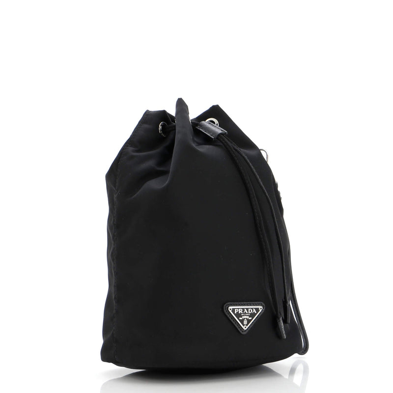 Drawstring Wristlet Bucket Bag Tessuto